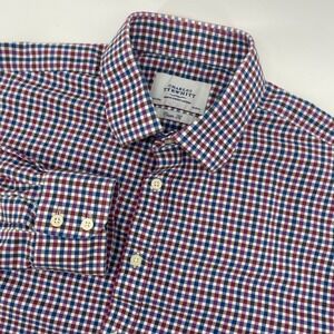 Charles Tyrwhitt Dress Shirt Mens 16.5/35 Blue Red Gingham Classic Fit